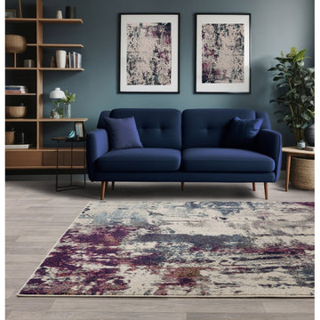 Nova NV23 Abstract Modern Abstract Durable Easy-Care Polypropylene Short Pile Navy Multicolour Rug-Asiatic Carpets-Rug Love - The Most Loved Rug Store